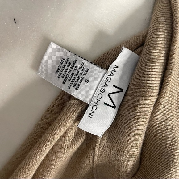 Magaschoni tan open front wool blend cardigan small - Picture 4 of 5